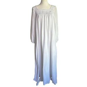 Mi Golondrina Maxi Dress Size XS Long Square Neckline Gauzy White Cotton Lined E
